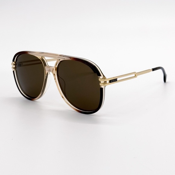 NEW GUCCI GG1104S 002 AVIATOR BROWN UNISEX SUNGLASSES GUCCI - Picture 6 of 12